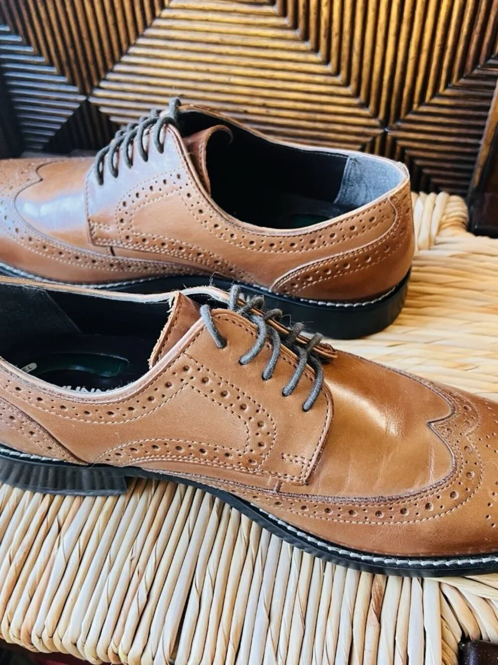 Nunn Bush Sz 8.5 Oxford Nelson 84525 221 Wingtip London Tan Cognac Leather